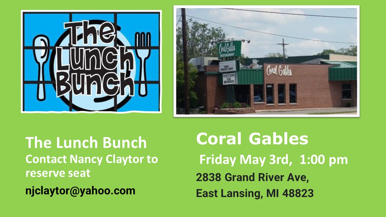May 3 Lunch Bunch Coral Gables