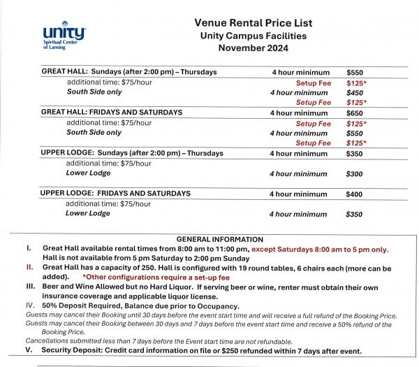 price list